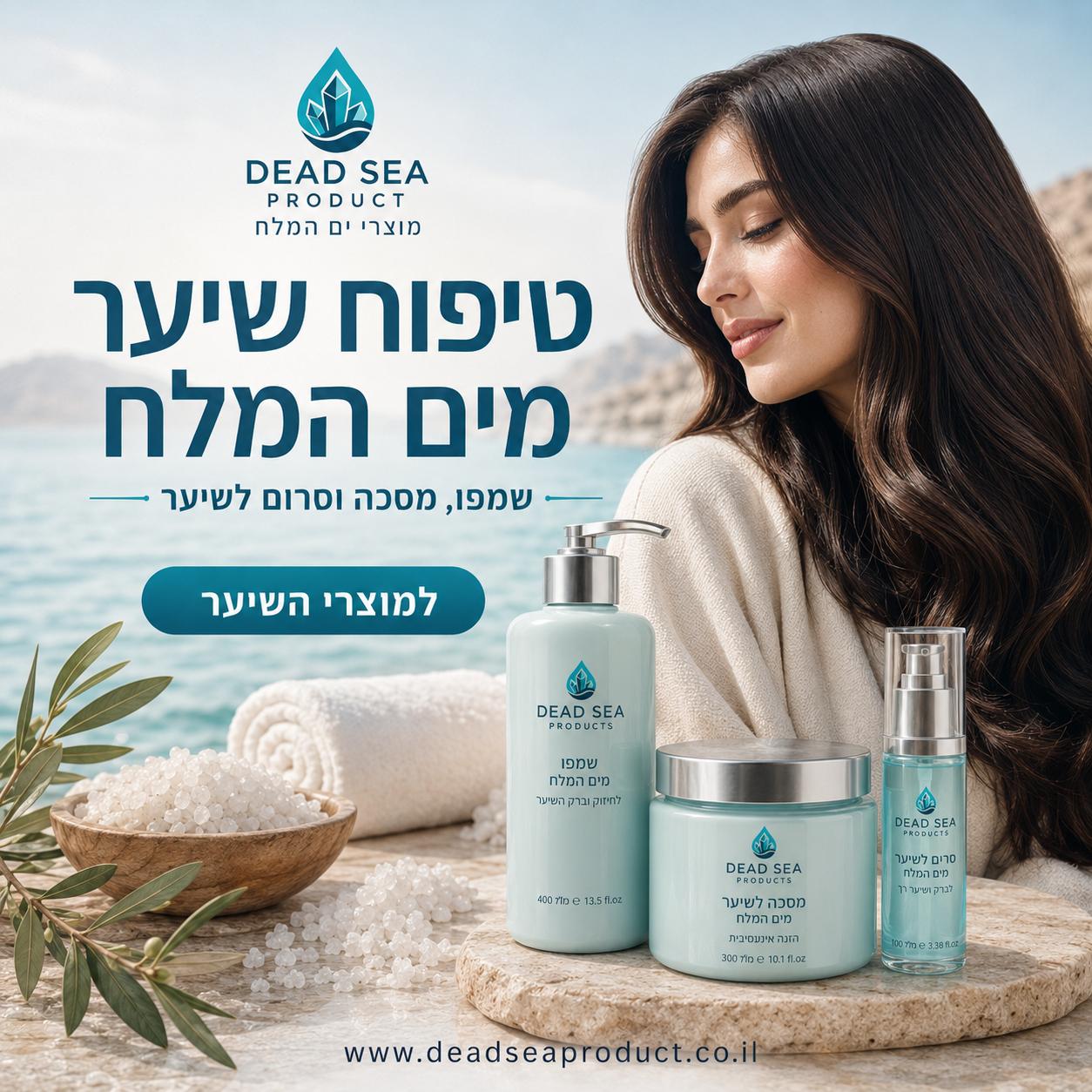 טיפוח שיער מים המלח — שמפו, מסכה וסרום לשיער